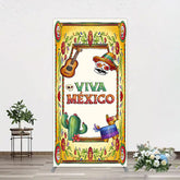 Lofaris Vintage Cactus Skull Viva Mexico Party Rectangle Backdrop